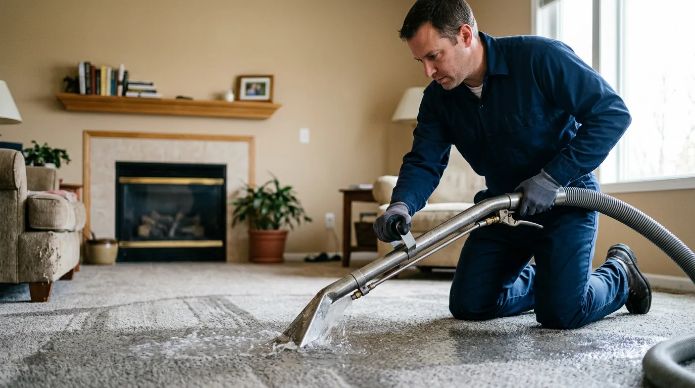 Water damage restoration technician working near Greenview, CA